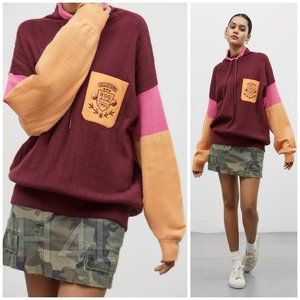 NWT UO 90s Y2K Oversized Vintage Varsity Mock Neck Sweater